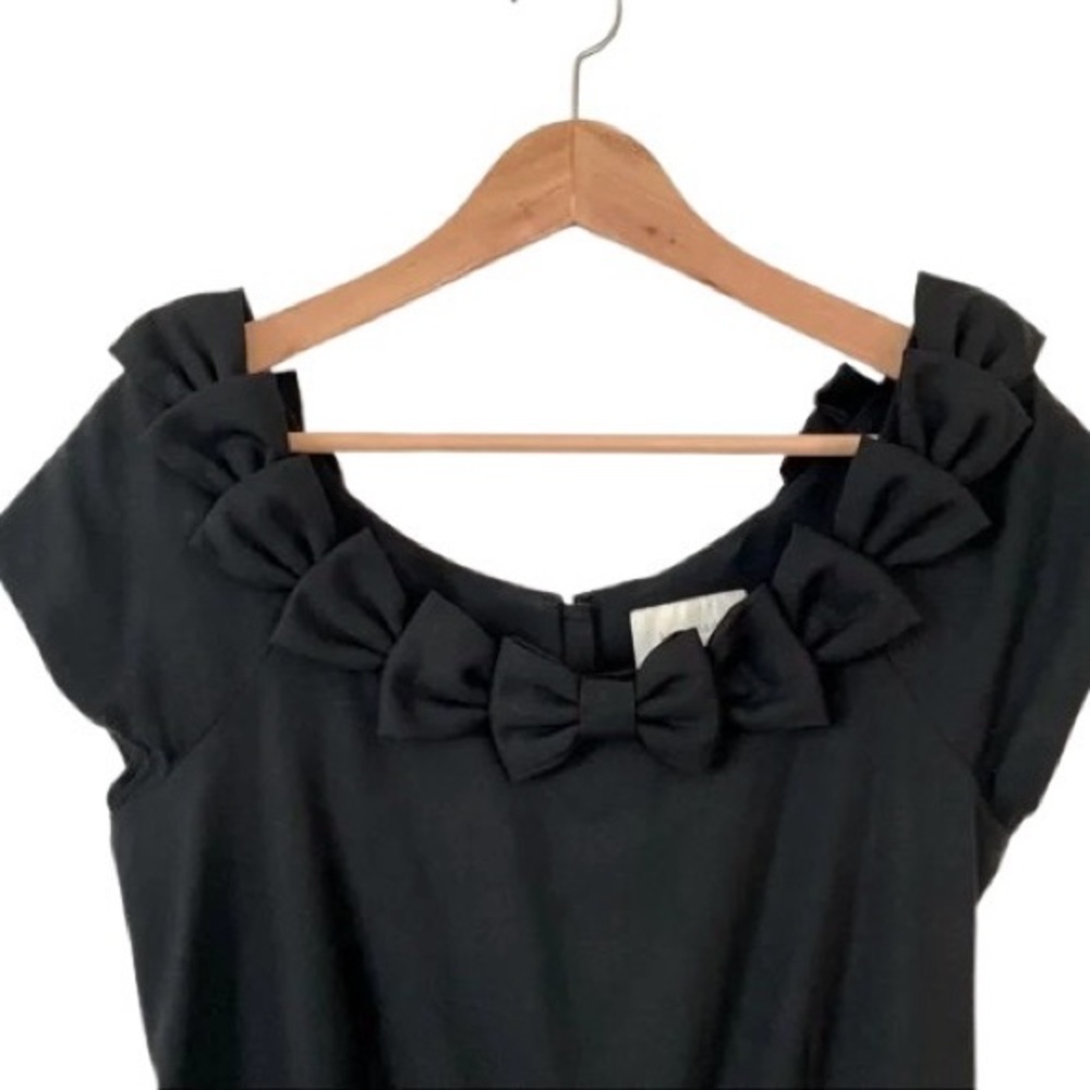 Kate Spade Black Wool Wiggle Sheath Miriam Dress with Bows at Neckline - Picture 4 of 5